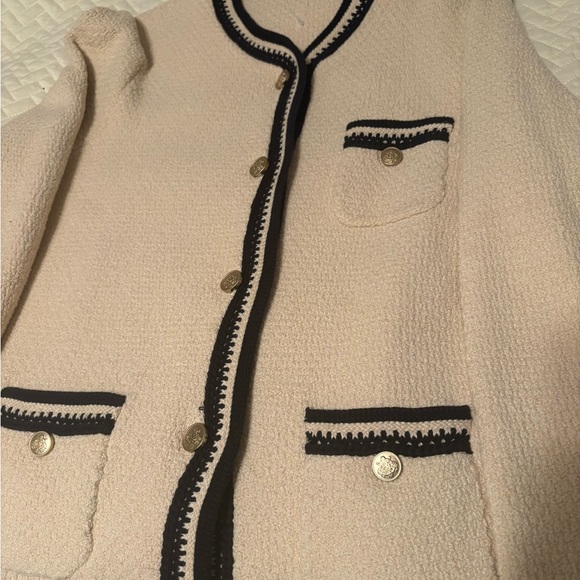 J. Crew Cream Textured Sweater with Black Trim - Picture 7 of 10